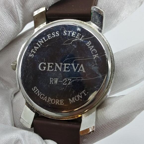 Geneva Chocolate Brown Wristwatch Zebra Animal Print Rhinestone Silicon Rubber - Picture 9 of 9